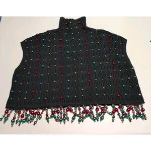 100% ZARA Pearl Fringed Knit Vest "SPECIAL Edition" Size: S Glam Rock